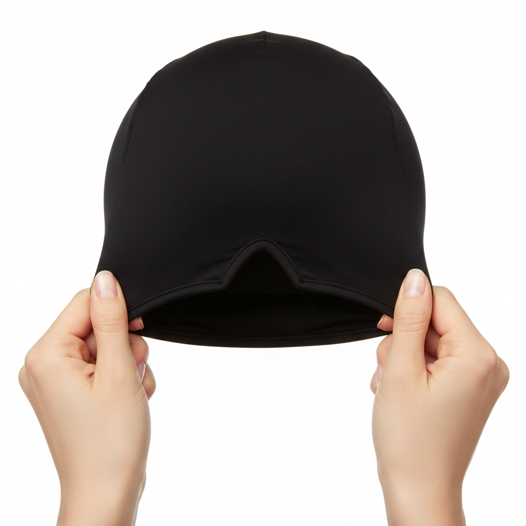 Hands inspecting migraine cap